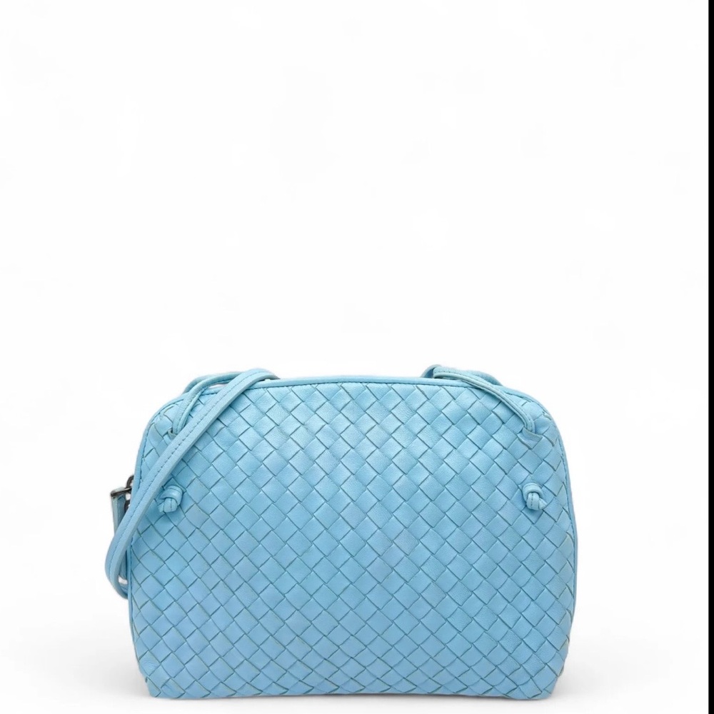 Bottega Veneta Nodini Crossbody Intrecciato in Light Blue